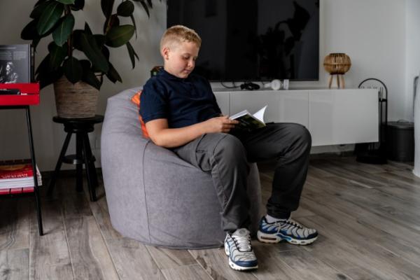 Junior 3 gyerekbabzsák, Puma puha bútorszövet huzattal, kék-világoskék (türkizes)