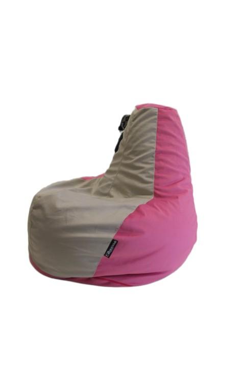 Gamer1 babzsák Sylvia bársonyosan puha bútorszövet huzattal, pink-pasztellszürke (bézses)