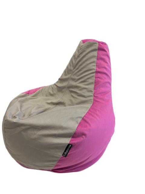Gamer1 babzsák Sylvia bársonyosan puha bútorszövet huzattal, pink-pasztellszürke (bézses)
