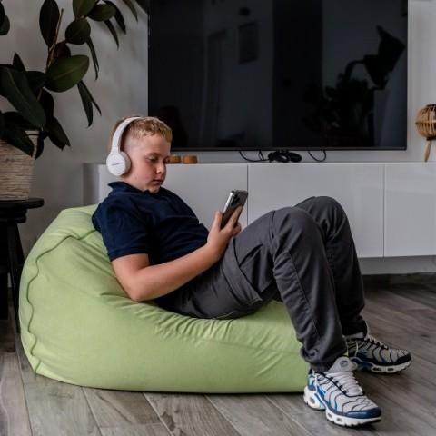 Junior2 babzsák Puma puha bútorszövet huzattal, barna-capuccino