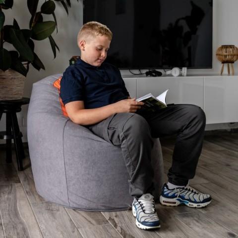 Junior3 gyerekbabzsák, Puma puha bútorszövet huzattal, narancs-piros