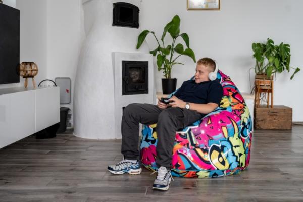ZigZagBAG cseppforma felnőtt babzsák, Puma puha bútorszövet huzattal, piros