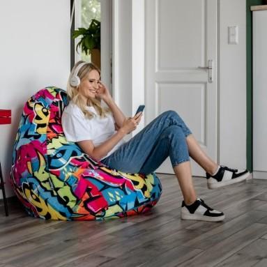 ZigZagBAG cseppforma felnőtt babzsák, Puma puha bútorszövet huzattal, piros