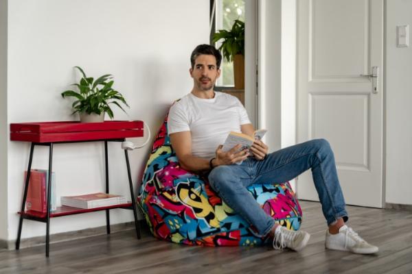 ZigZagBAG cseppforma felnőtt babzsák, Puma puha bútorszövet huzattal, piros