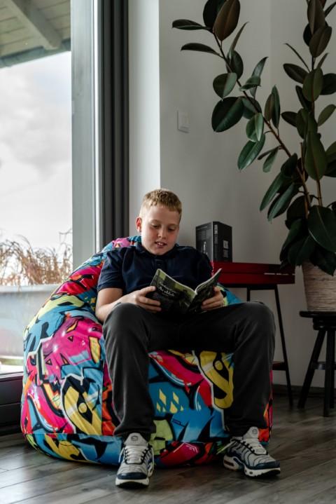 ZigZagBAG felnőtt babzsák, Puma puha bútorszövet huzattal, padlizsán