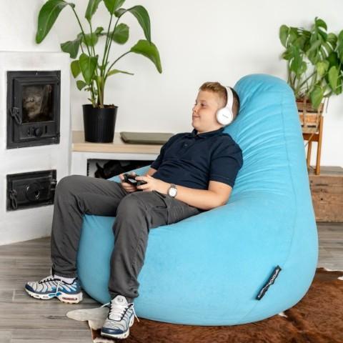 Gamer2 nagy gamer babzsák, Puma puha bútorszövet huzattal, fekete-piros